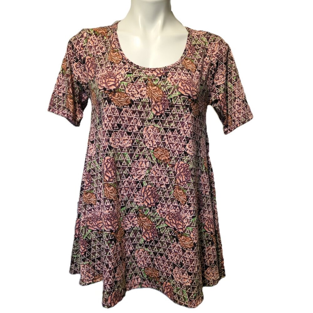 ❤️ 4/$20 New LuLaRoe Perfect T Women's XS top Slits Multicolor Geometric Floral